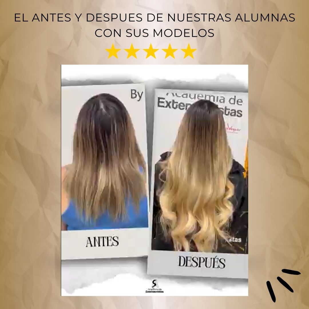 Transformación de cabello con extensiones